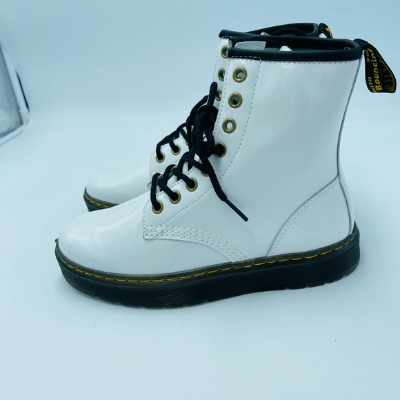 Dr. Martens Zavala White Patent Leather Combat Boots - Picture 14 of 16